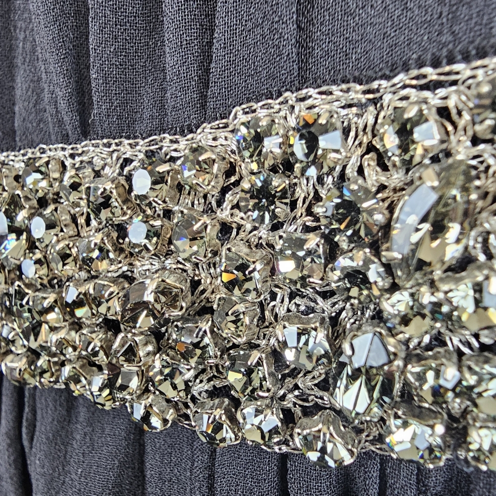 Rickie Freeman by Teri Jon Women's Black Silk Jewel Midi Dress Size 14 $440 MSRP - Picture 4 of 16